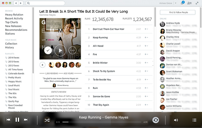 Rdio Updated Interface