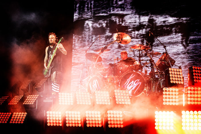 Korn performs with Rob Zombie in Denver at Fiddler's Green Ampitheatre, 2016
