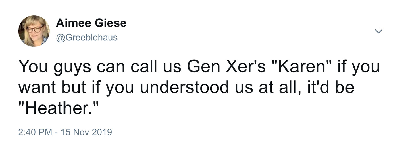 Karen vs Heather for Gen X?