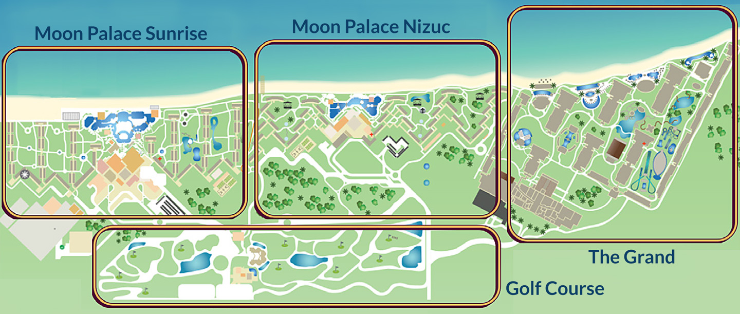 Map of Moon Palace Sunrise, Nizuc & Grand - Cancun Luxury All-Inclusives