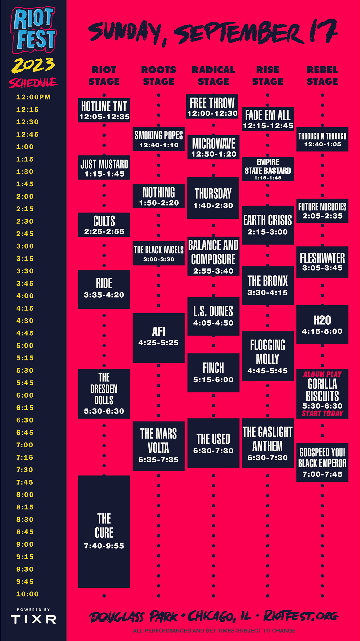 Riot Fest 2023 - Day 3 Sunday Lineup