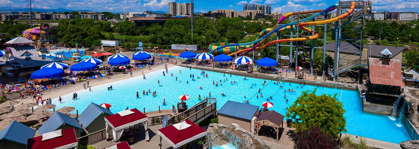 Elitch Gardens water park wave pool and slides in Denver Colorado