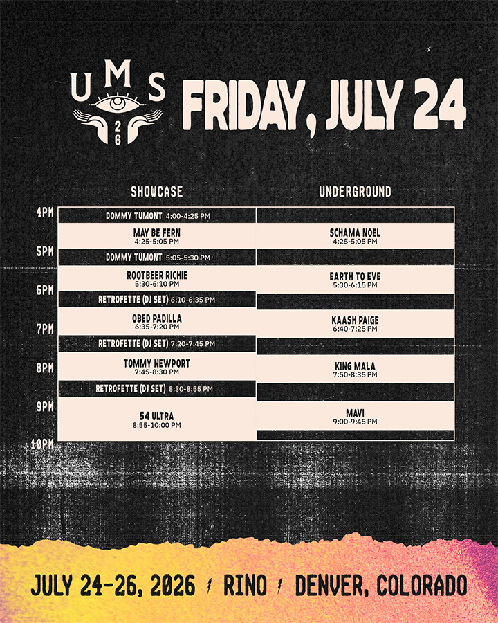 UMS Schedule 2026 Friday - Denver Music Festival