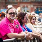 Photos from Day 1 of Outside Days 2026 at Auraria Campus in Denver featuring bands, festivalgoers, and outdoor installations.